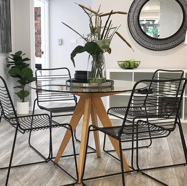 Replica Jean Prouve Inspired Round Dining Table Glass 100cm