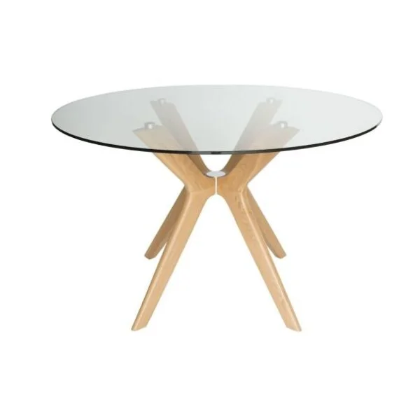 doreen glass dining table natural 120cm 1