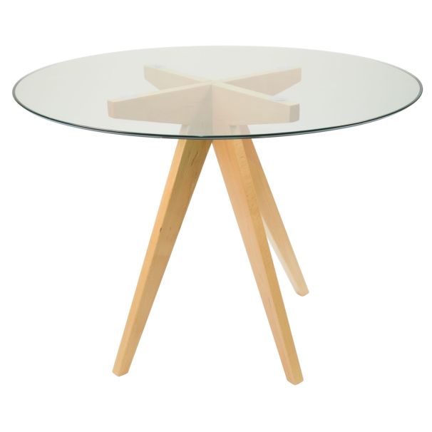 replica jean prouve inspired dining table glass natural 100cm